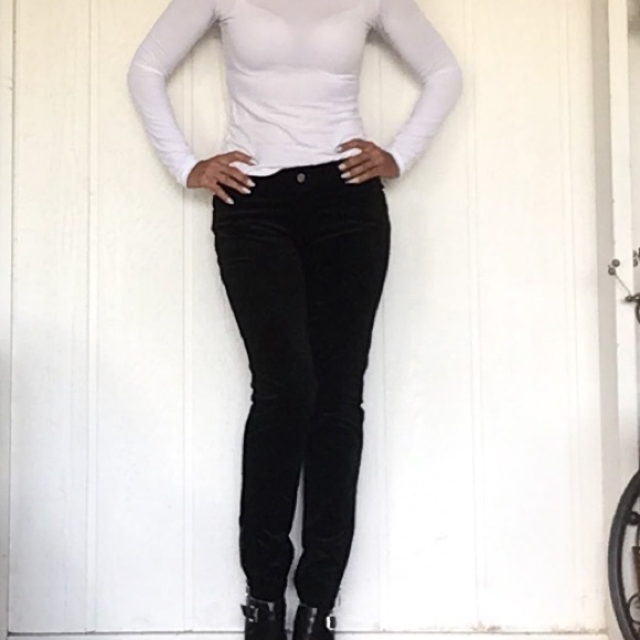 WHITE HOUSE BLACK MARKET BLACK VELVET ANKLE ZIP SKINNY JEANS SIZE 4 - Picture 4 of 16